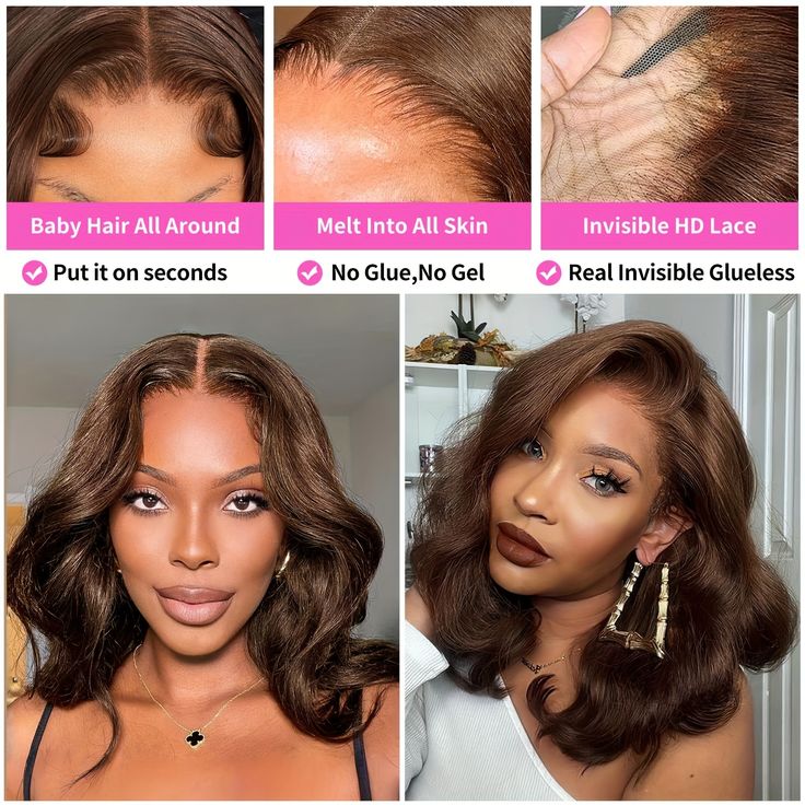 Firieya Brown Color Bob Wig 13x4 HD Frontal Lace Wig Body Wave Pre Plucked Human Hair Wig