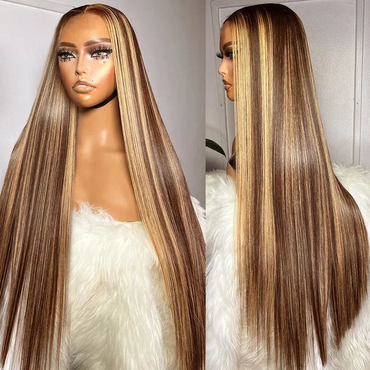Firieya Highlight P4/27 Straight Hair Pre Cut 7x5 HD Lace Glueless Wig Pre Bleached