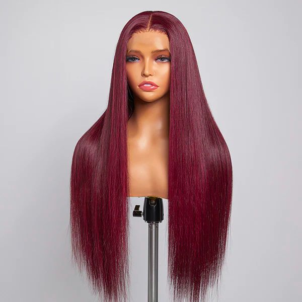 Firieya 99j Burgundy Lace Front Wigs Human Hair Pre Plucked Straight 7x5 HD Lace Front Human Hair Wigs for Women with Baby hair