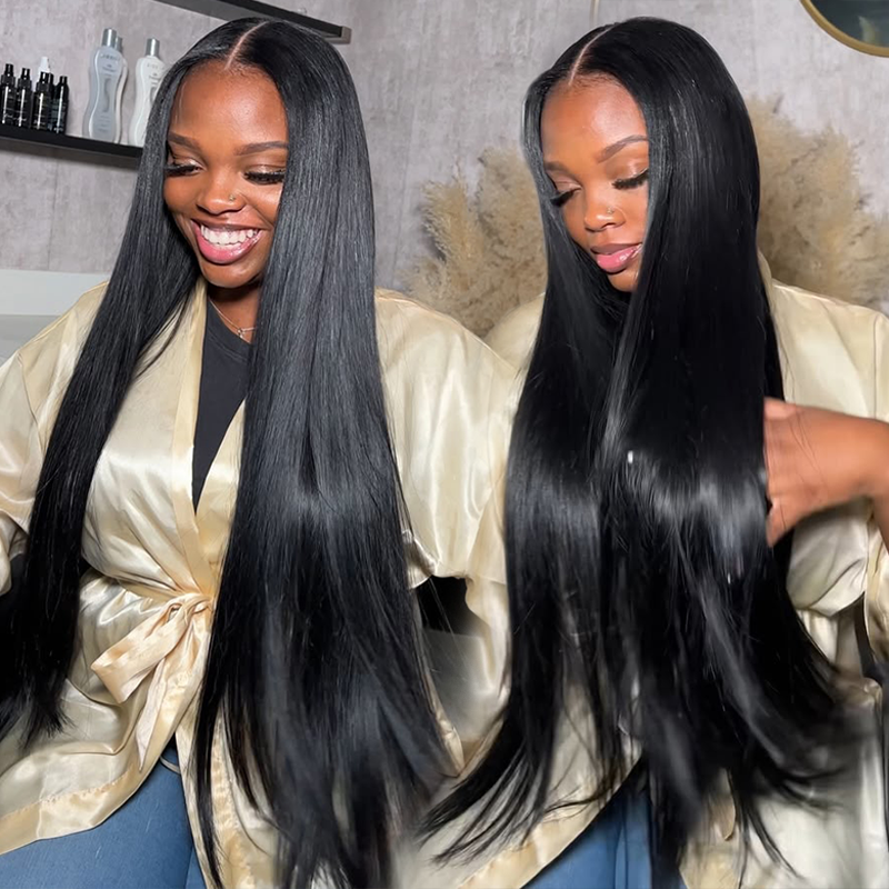 Firieya Affordable #1 Jet Black Straight Hair Wig 13x6 Lace Front Human Hair Wigs