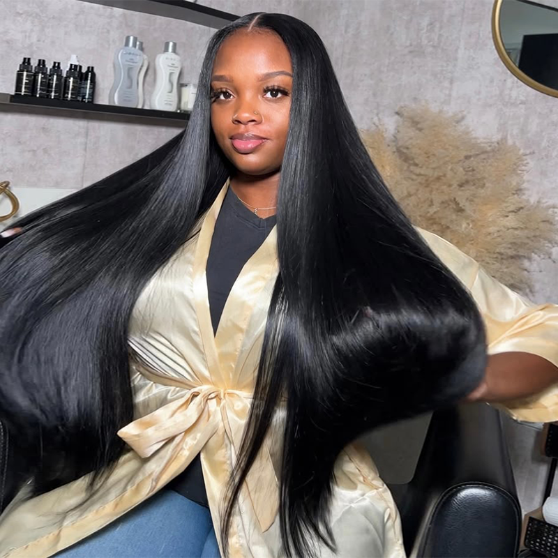 Firieya Affordable #1 Jet Black Straight Hair Wig 13x6 Lace Front Human Hair Wigs