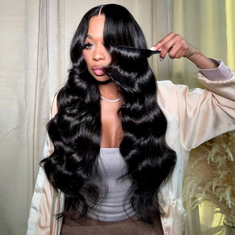 Firieya Affordable #1 Jet Black Body Wave Wig 13x6 Lace Front Human Hair Wigs