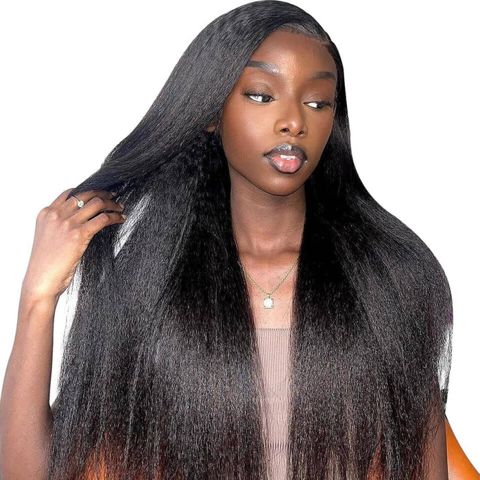 Firieya 9x6 HD Lace Front Wig Kinky Straight Wig Pre Plucked Real HD Lace Human Hair Wigs