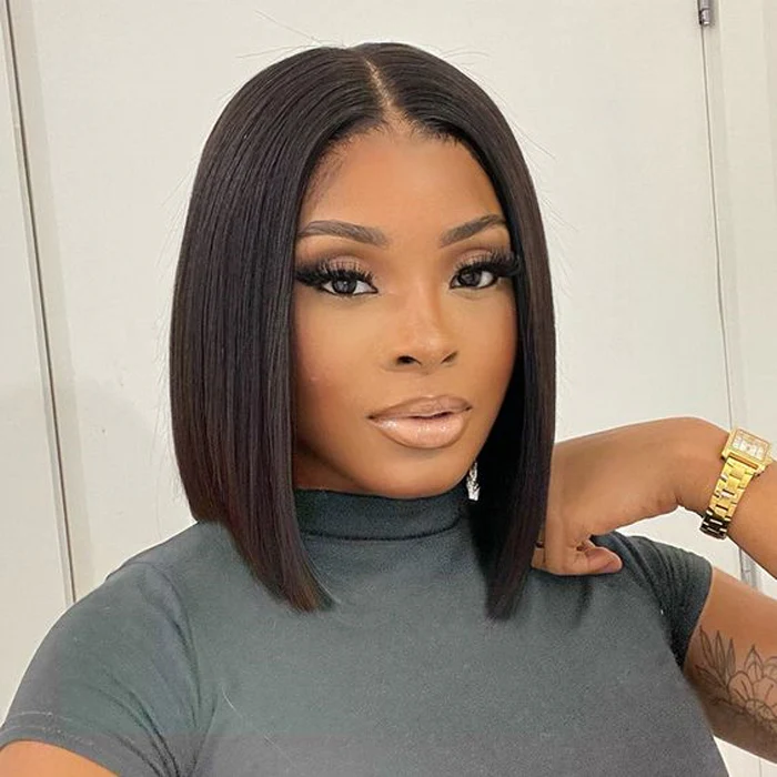 Firieya Short Bob 13x4 HD Lace Frontal HD Lace Wig Natural Black Human Hair Wig