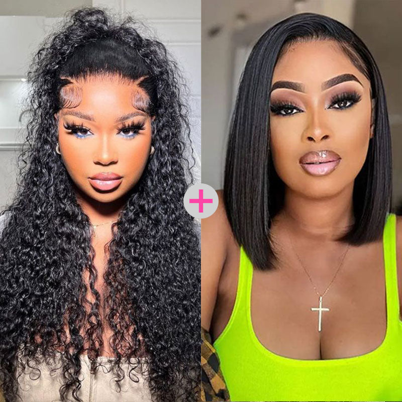 2 Wigs = $199 | 24" 13x4 Water Wave Wig & 12" 13x4 Straight Bob Wig