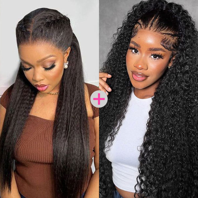 2 Wigs = $309 | 24" 13x6 Yaki Straight Wig & 24" 13x6 Kinky Curly Wig
