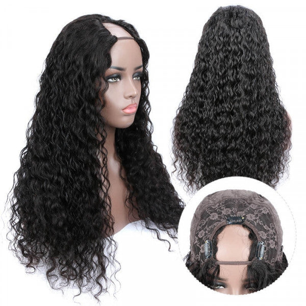 Firieya U Part Wigs For Women Brazilian Human Hair Water Wave U Part Wig