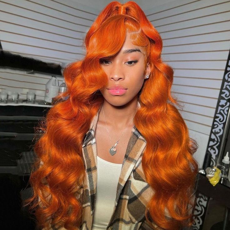 [Flash Sale] Orange Ginger 13×4 Lace Front Wig Ginger Body Wave 13×4 HD Lace Frontal Wig