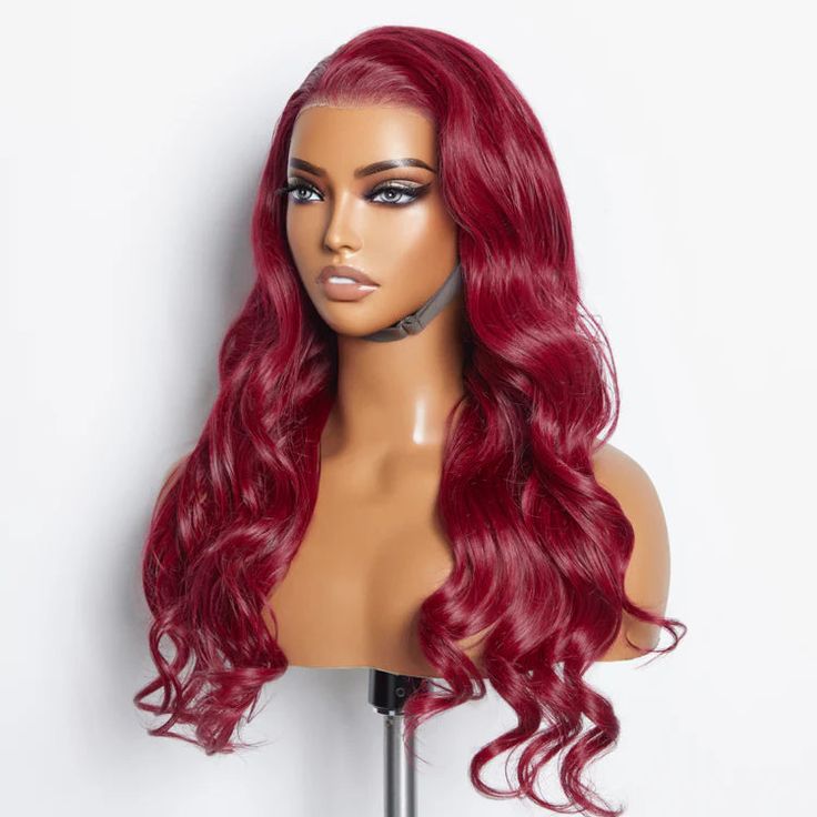 Firieya Pre-cut Lace Wig Body Wave Hair 99J Burgundy Color Wear Go Glueless Wig 9x6 HD Lace Wig Preplucked with Natural Hairline