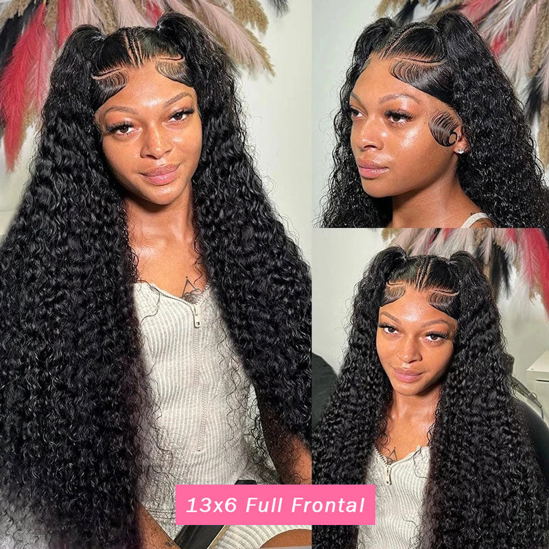 Firieya Undetectable 13X6 Transparent Lace Front Wigs Deep Curly Wigs Pre plucked Hairline