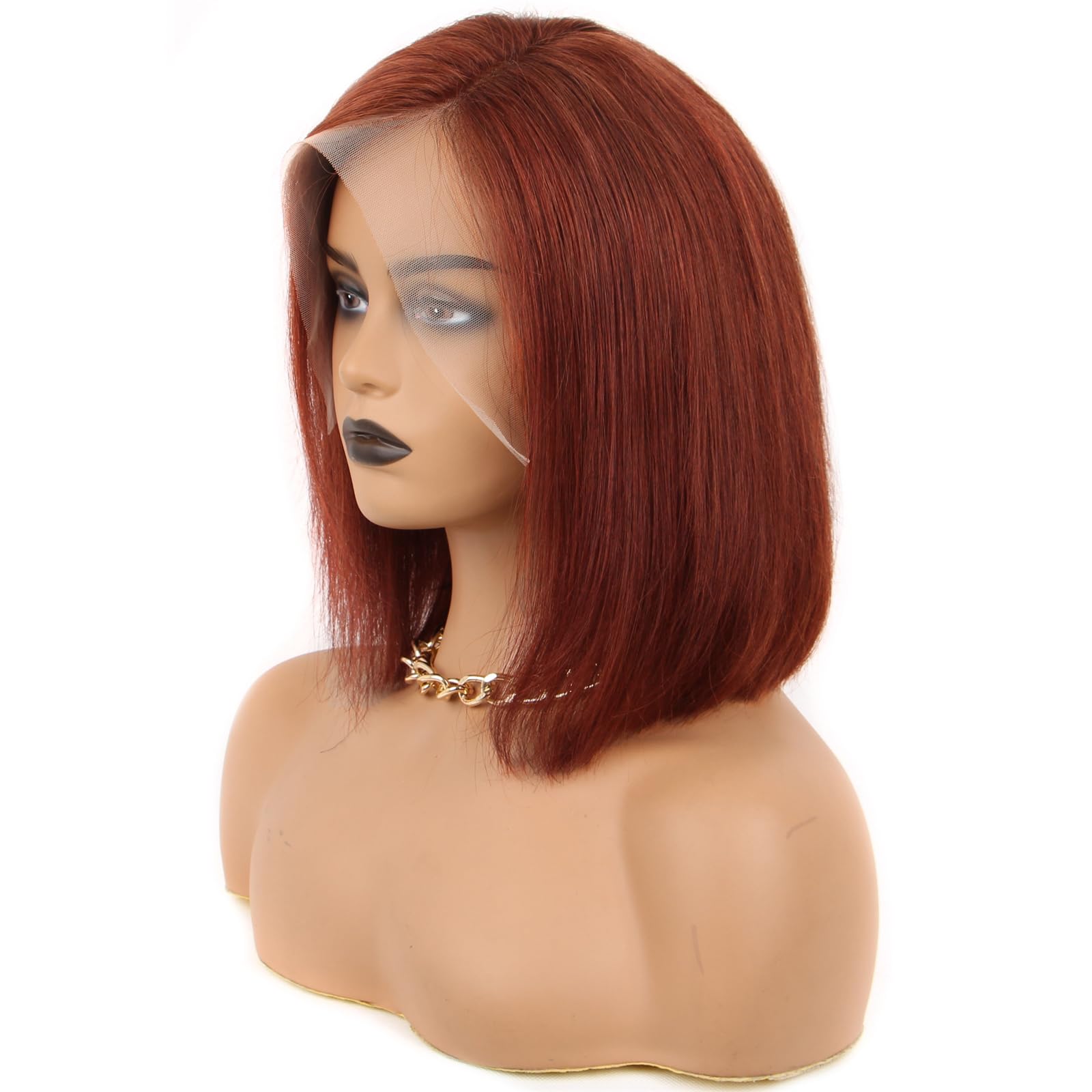 [Flash Sale] Reddish Brown Short Bob Wig 13x4 Lace Front Wigs Pre Plucked with Baby Hair Human Hair Wigs