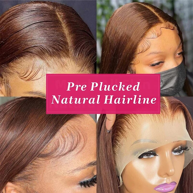 Firieya Chocolate Brown Wig Straight Hair 13x4 Lace Front Wig Glueless Human Hair Wigs HD Lace