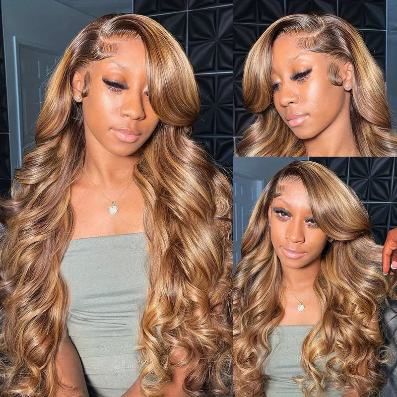 Firieya 13x4 Lace Honey Blonde HD Lace Front Body Wave Wig Piano Highlights Human Hair Wigs