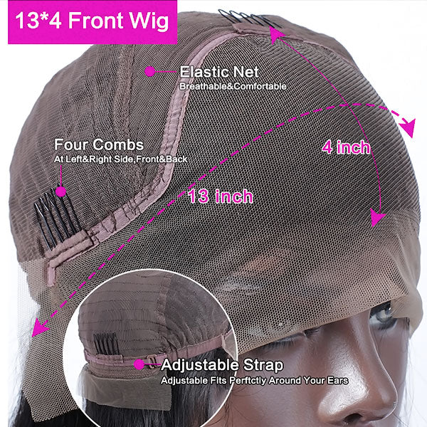 Firieya 13x4 HD Lace Front Wig Kinky Straight Wig Pre Plucked Real HD Lace Human Hair Wigs