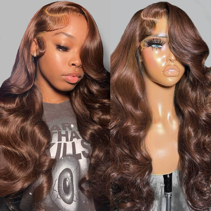 Firieya Chocolate Brown 13x4 Lace Front Wig Human Hair Pre Plucked Body Wave Wig Human Hair with Baby Hair