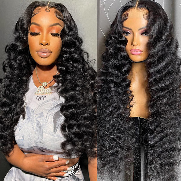 Firieya 13x4 HD Lace Front Wig Loose Wave Pre Plucked Real HD Lace Human Hair Wigs