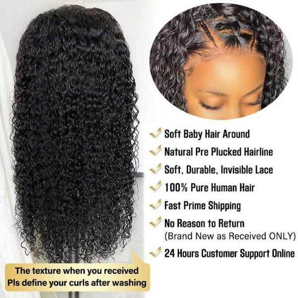 Firieya 13x6 Transparent Full Lace Kinky Curly Wig Pre Plucked Real HD Lace Human Hair Wigs
