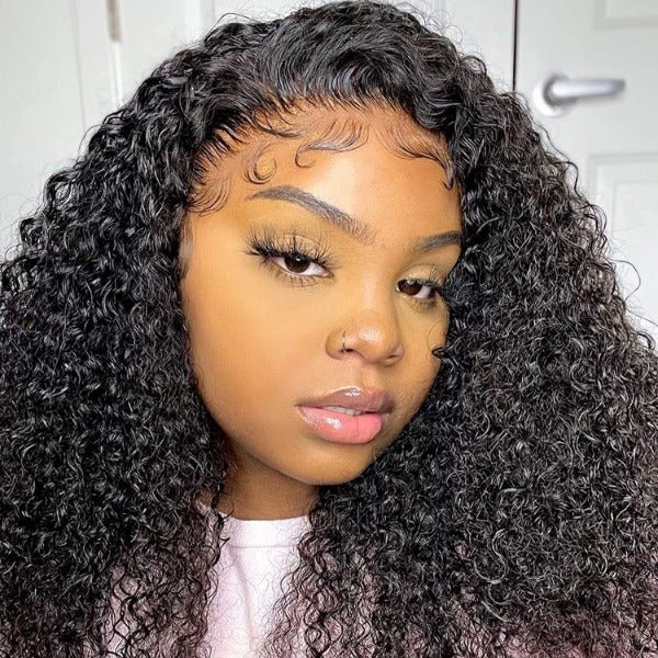 Firieya 13x6 Transparent Full Lace Kinky Curly Wig Pre Plucked Real HD Lace Human Hair Wigs