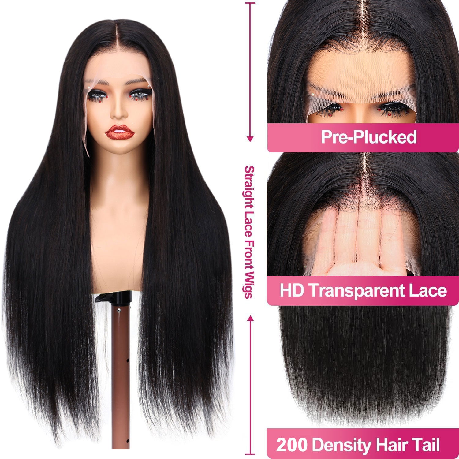 Firieya Hair Top Sale 13x6 HD Full Lace Front Wig Straight Human Hair with Pre Plucked Hairline