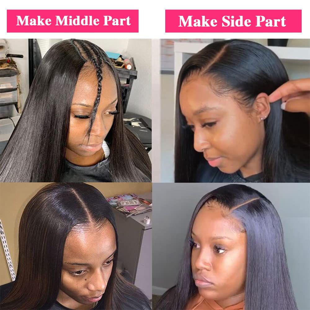 Firieya U Part Human Hair Wigs for Black Women Straight Beginner Friendly Unprocessed Virgin Human Hair Wig Glueless Hair Natural Color