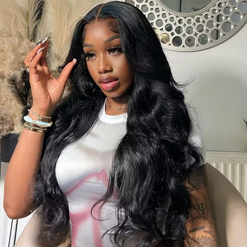 Firieya Affordable #1 Jet Black Body Wave Wig 13x6 Lace Front Human Hair Wigs