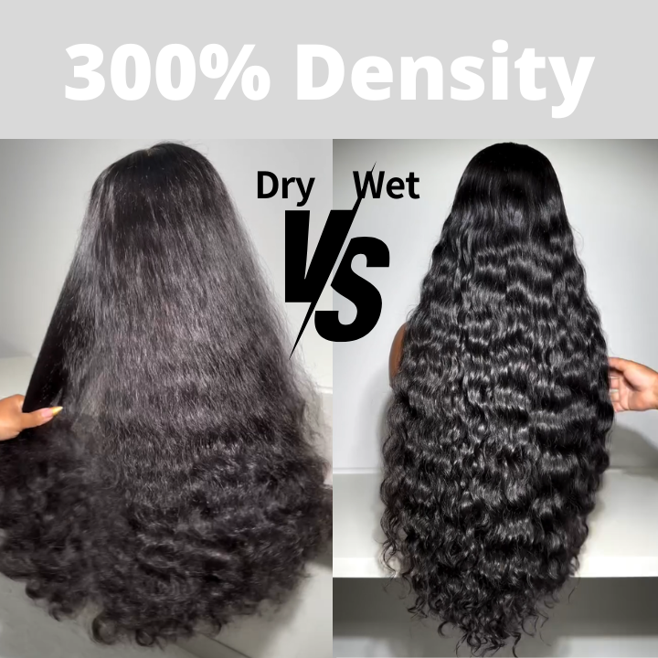 300% Density Luxury Loose Wave Glueless Lace Wigs Virgin Human Hair Transparent Lace Front Wig