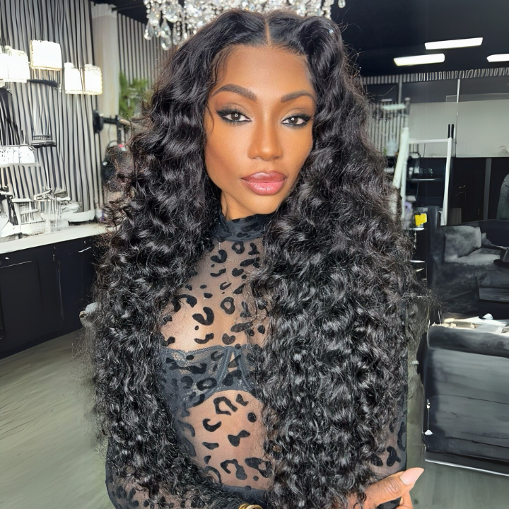 300% Density Luxury Loose Wave Glueless Lace Wigs Virgin Human Hair Transparent Lace Front Wig