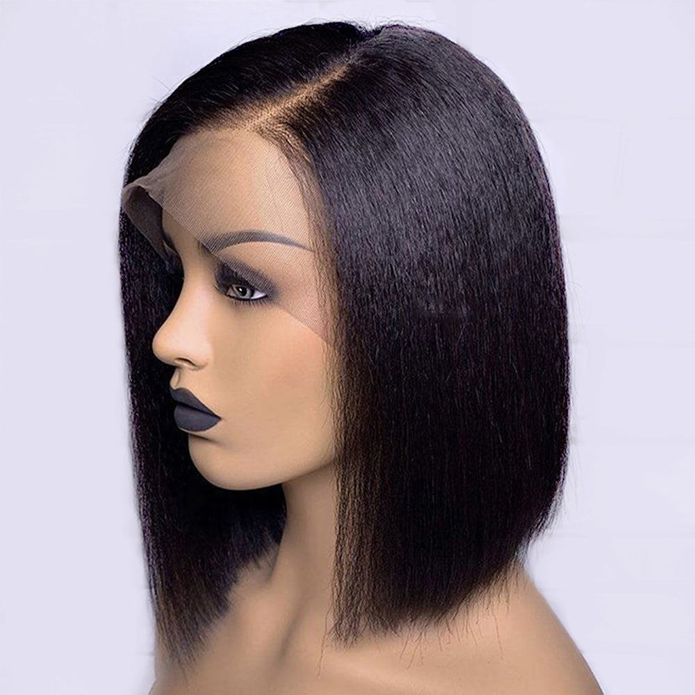 Firieya Kinky Straight Bob Wig 13x4 Lace Front Human Hair Bob Wigs For Women