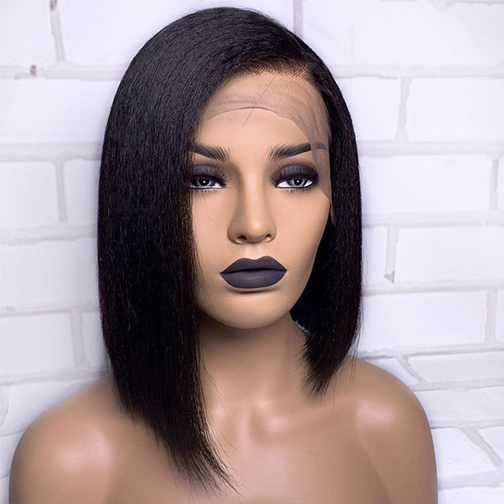 Firieya Kinky Straight Bob Wig 13x4 Lace Front Human Hair Bob Wigs For Women