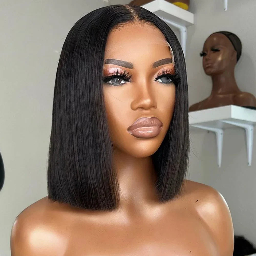 Firieya Short Bob 13x4 HD Lace Frontal HD Lace Wig Natural Black  Human Hair Wig