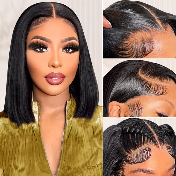 Firieya Short Bob 13x4 HD Lace Frontal HD Lace Wig Natural Black  Human Hair Wig