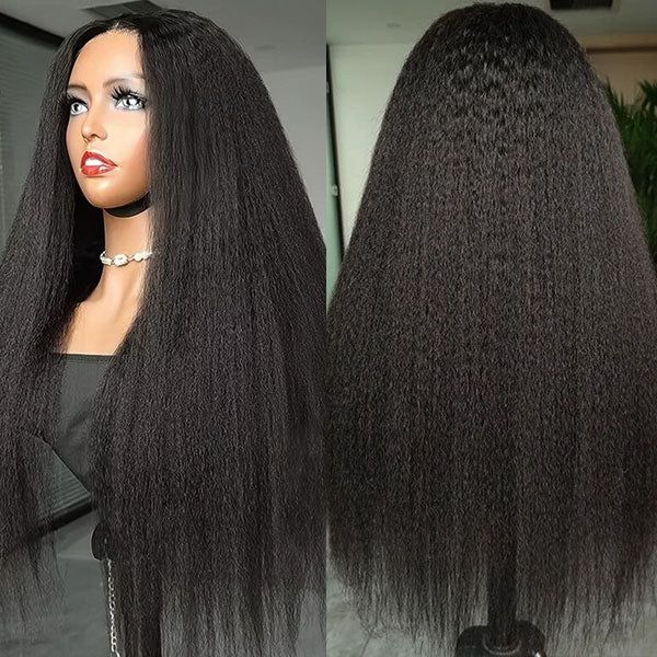 Firieya 4x4 HD Lace Closure Wig Kinky Straight Wig Pre Plucked Real HD Lace Human Hair Wigs