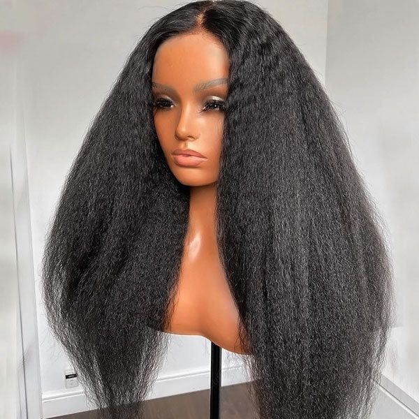 Firieya 4x4 HD Lace Closure Wig Kinky Straight Wig Pre Plucked Real HD Lace Human Hair Wigs