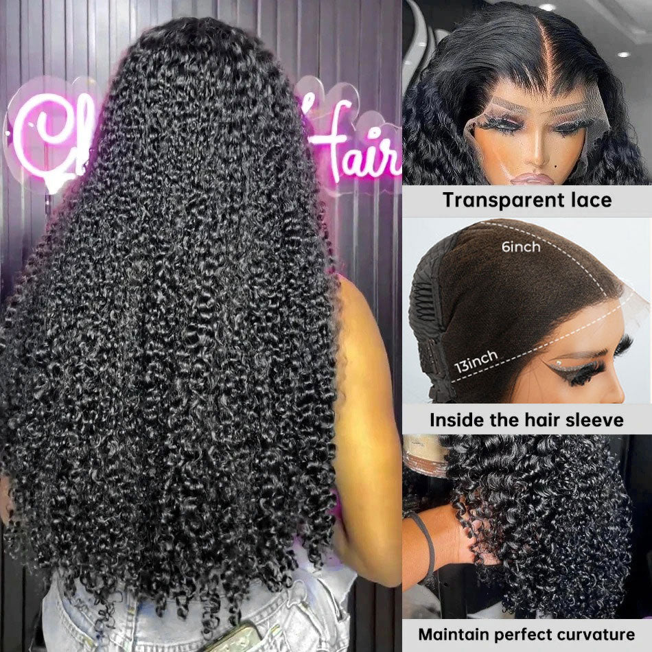 Firieya Undetectable 13X6 Transparent Lace Front Wigs Deep Curly Wigs Pre plucked Hairline
