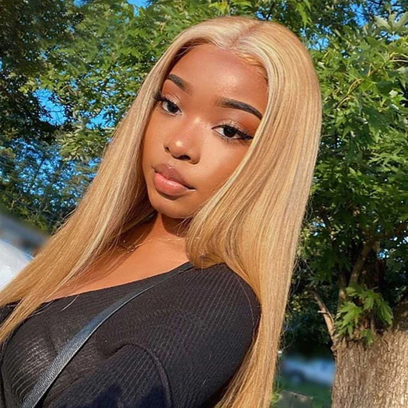Firieya Honey Blonde Straight Wig 5x5 HD Lace Closure Wig #27 Honey Blonde Wig Human Hair Wigs