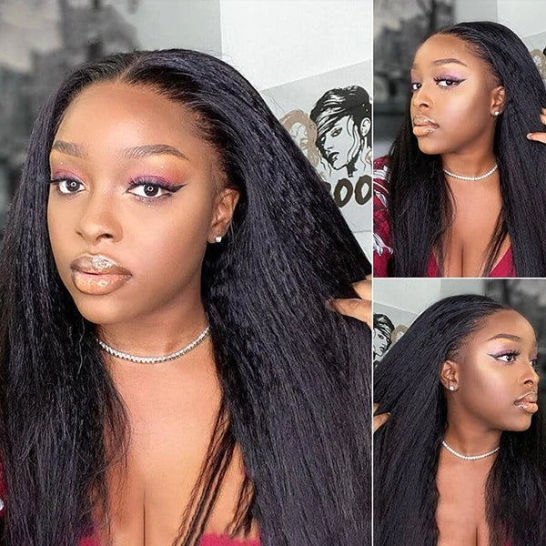 Firieya 5x5 HD Lace Closure Wig Kinky Straight Wig Pre Plucked Real HD Lace Human Hair Wigs