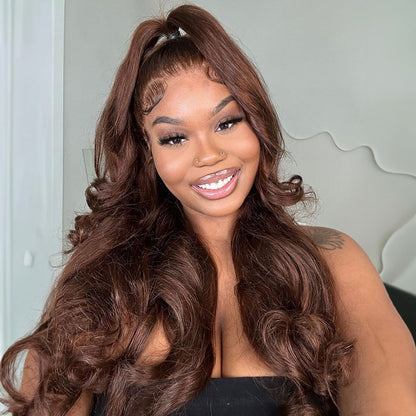 Firieya Chocolate Brown 5x5 Lace Closure Wig Human Hair Pre Plucked Body Wave Wig Human Hair with Baby Hair