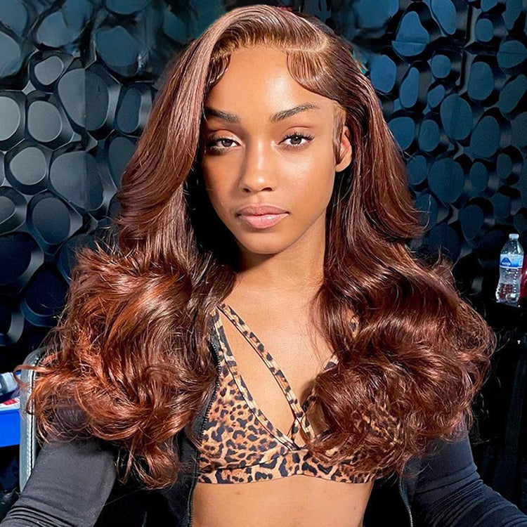 Firieya Chocolate Brown 5x5 Lace Closure Wig Human Hair Pre Plucked Body Wave Wig Human Hair with Baby Hair