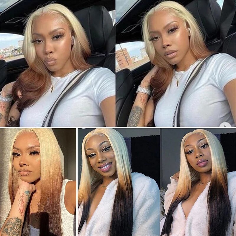 Firieya Ombre Hair Brown Body Wave 13x4 Lace Front Wigs 613 Blonde Brown Glueless Wig