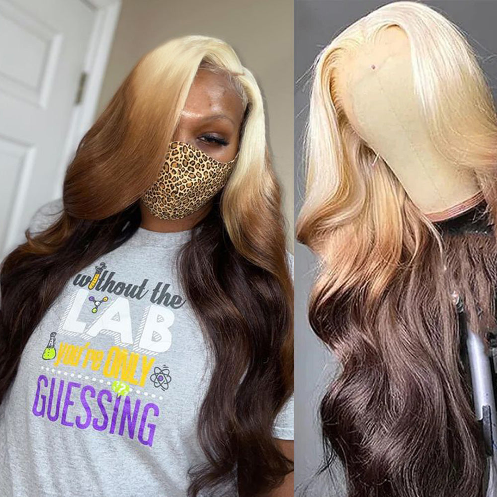 Firieya Ombre Hair Brown Body Wave 13x4 Lace Front Wigs 613 Blonde Brown Glueless Wig