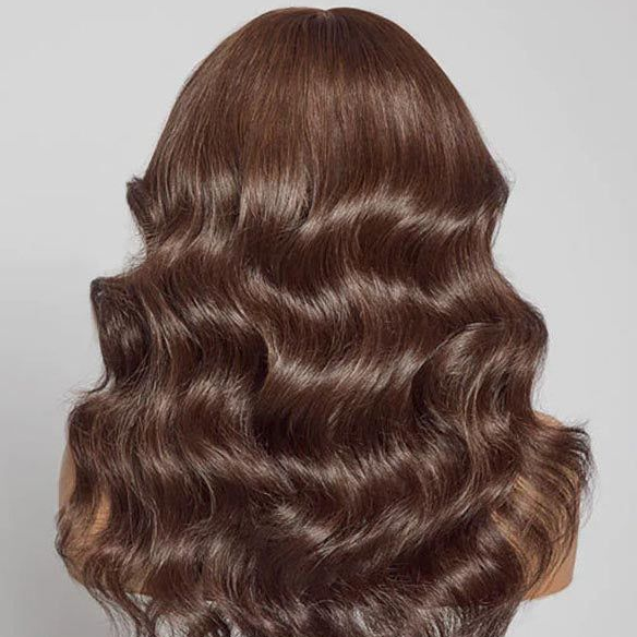 Firieya Chestnut Brown Color with Curtain Bangs 13X4 HD Lace Front Wigs Human Hair