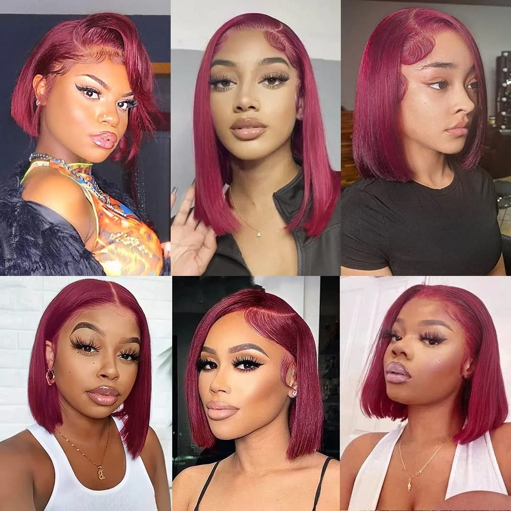[Flash sale] Burgundy Red 99J Color Bob Wig Straight Human Hair Wigs