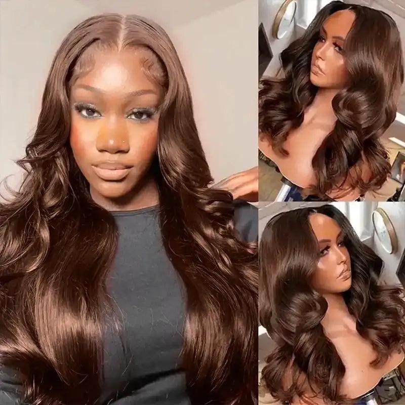 Firieya 7x5 Glueless Upgraded Bleached Knots Chocolate Brown Wig Body Wave Human Hair