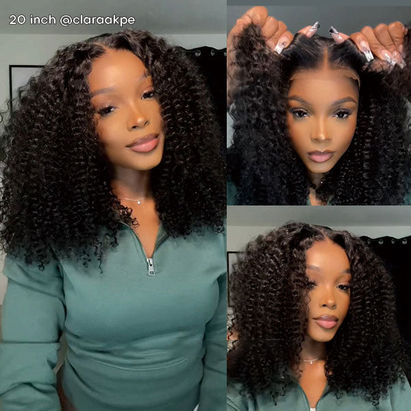 Firieya 9x6 Transparent Lace Kinky Curly Wig Pre Front Wig Pre Plucked Real HD Lace Human Hair Wigs