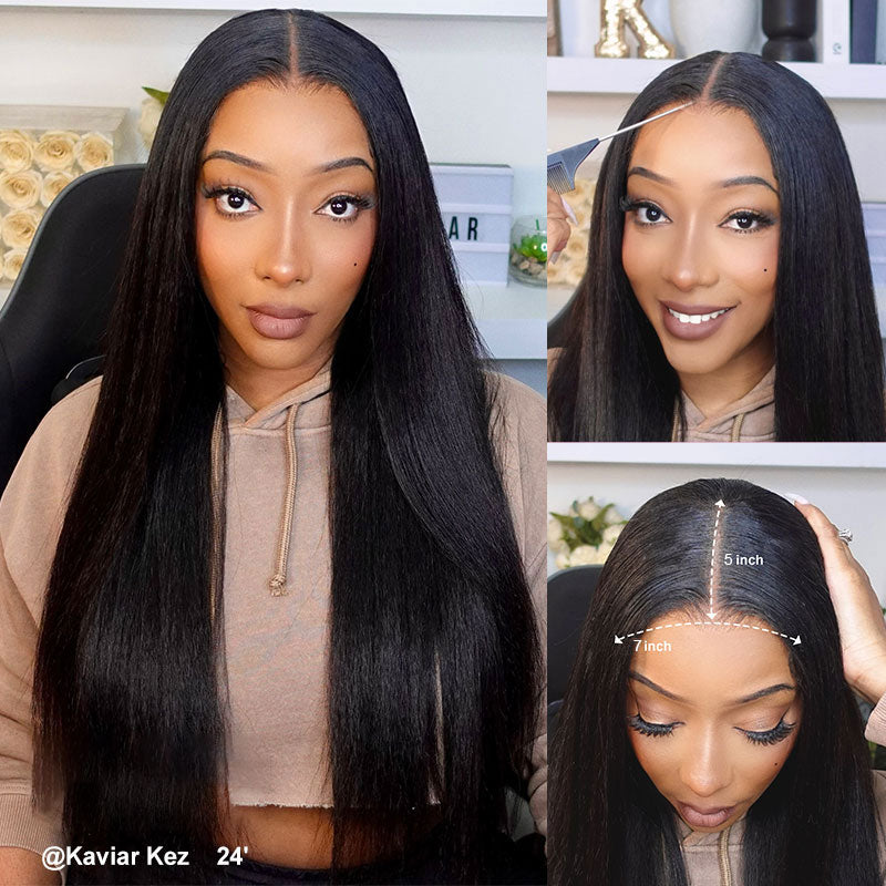 Firieya 7x5 HD Lace Front Wig Kinky Straight Wig Pre Plucked Real HD Lace Human Hair Wigs