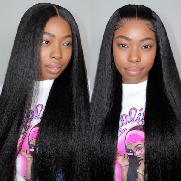 Firieya 9x6 HD Lace Front Wig Kinky Straight Wig Pre Plucked Real HD Lace Human Hair Wigs