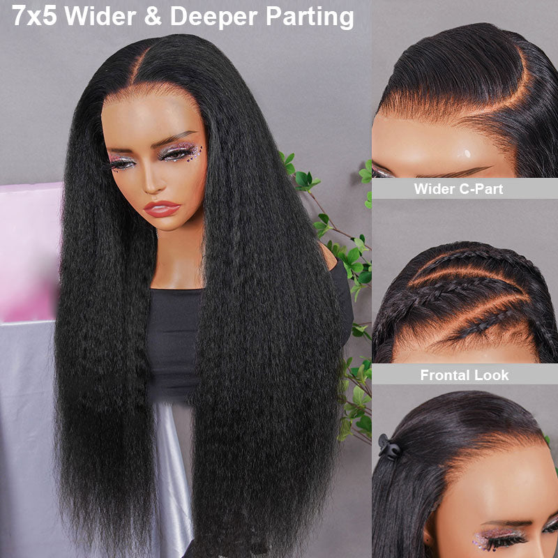 Firieya 7x5 HD Lace Front Wig Kinky Straight Wig Pre Plucked Real HD Lace Human Hair Wigs
