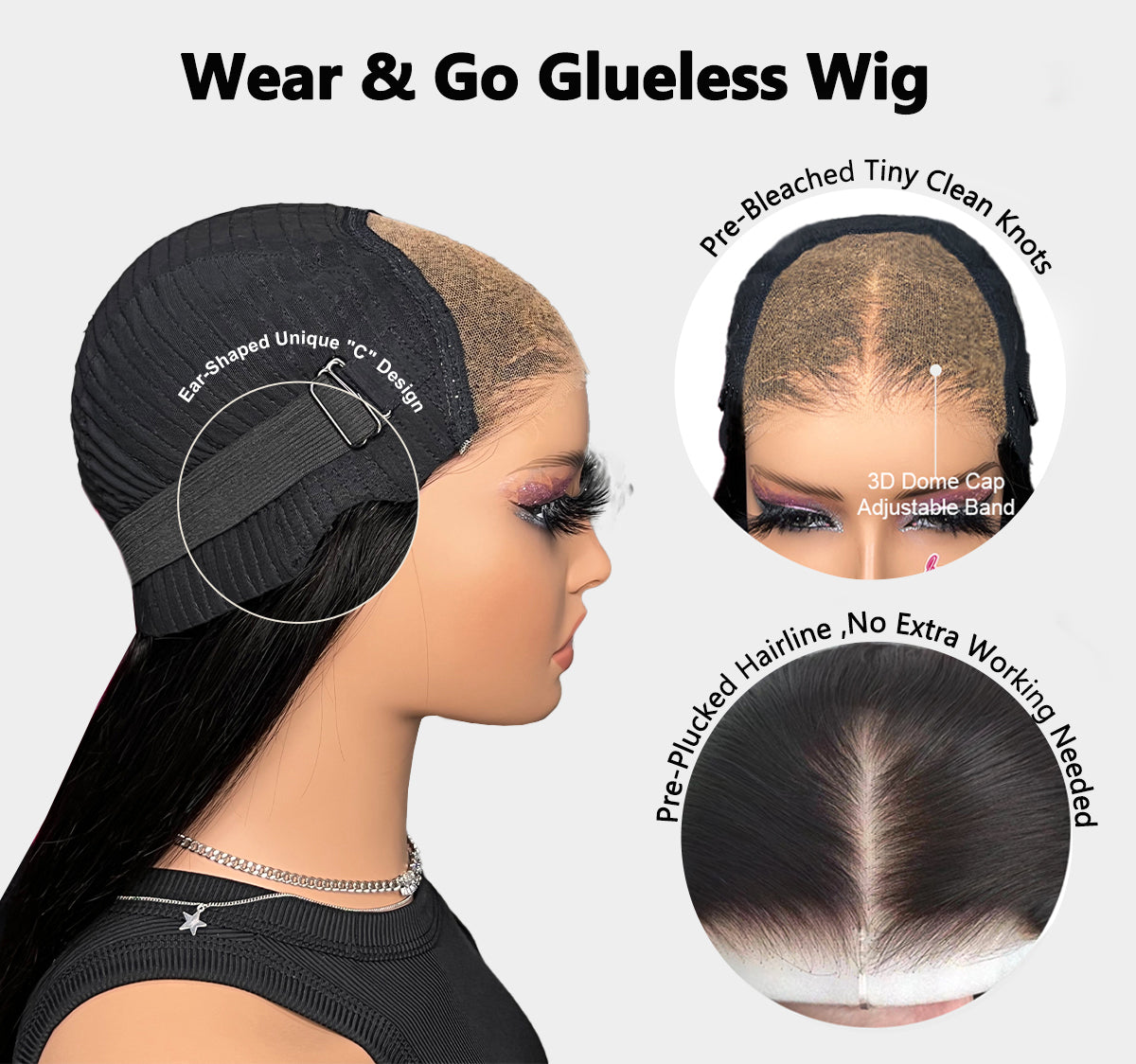 Firieya 9x6 Upgrade HD Lace Straight Wig Crystal Clear Lace Human Hair Wigs With Pre Plucked Natural Hairline