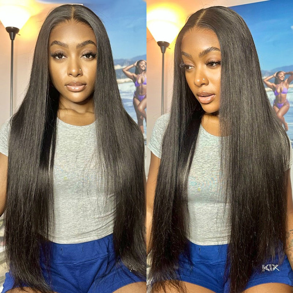 Firieya 9x6 Upgrade HD Lace Straight Wig Crystal Clear Lace Human Hair Wigs With Pre Plucked Natural Hairline