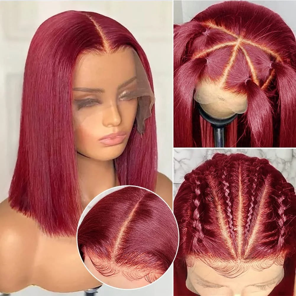 [Flash sale] Burgundy Red 99J Color Bob Wig Straight Human Hair Wigs